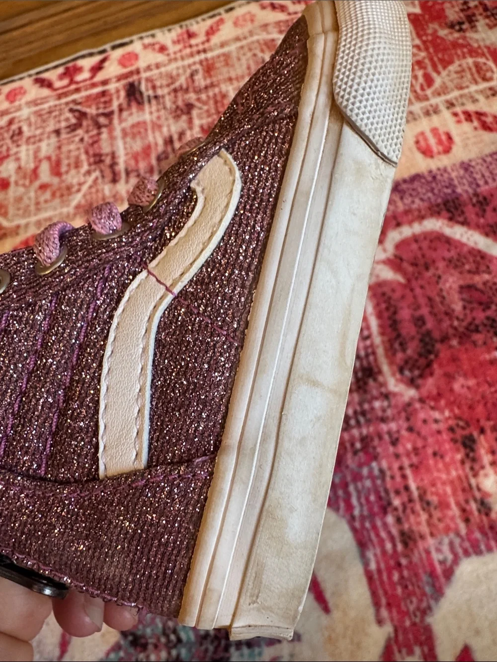 Vans Kids Pink Glitter High-Top Sneakers - Pink